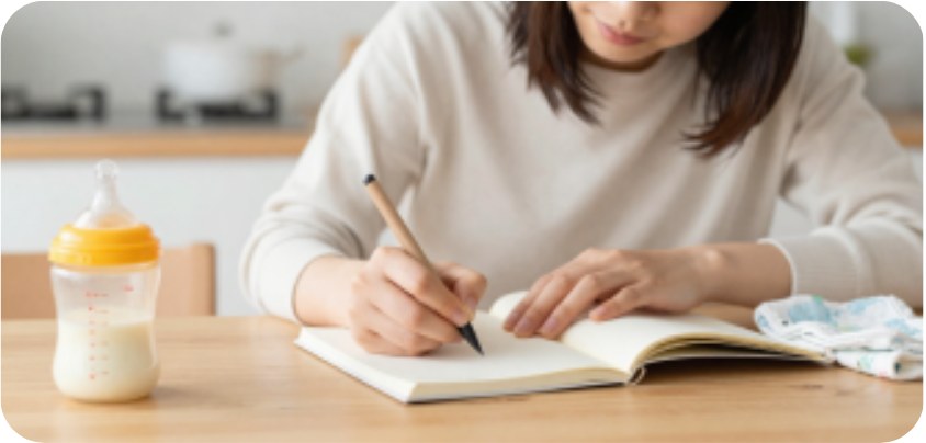 ノートに書き出して考えるママ